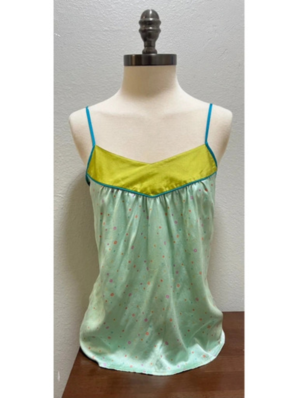 Original Penguin Y2K 95% Silk Multicolor Cami Top Sz L